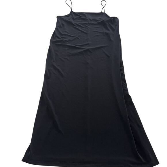 Zara Dress Womens Large Black Spaghetti Strap Midi Slip Minimalist Square Neck - Picture 1 of 7